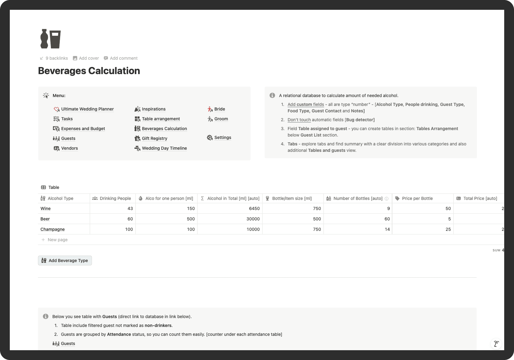 Beverages Calculator